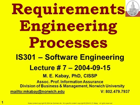 Requirements Engineering Processes