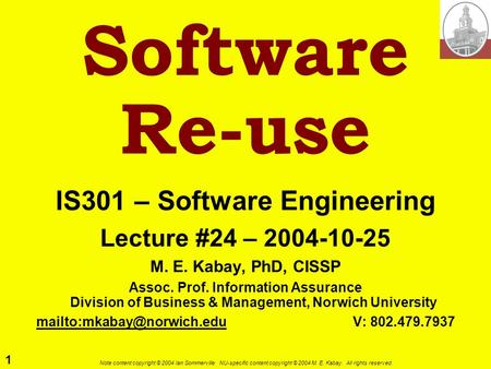 IS301 – Software Engineering V: