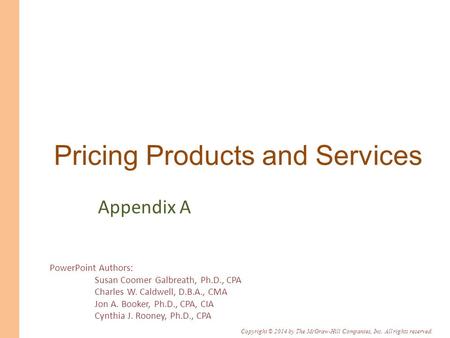 Pricing Products and Services