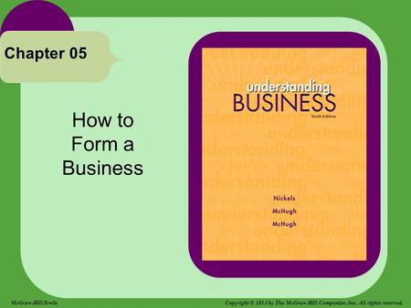 How to Form a Business Chapter 05 McGraw-Hill/Irwin Copyright © 2013 by The McGraw-Hill Companies, Inc. All rights reserved.