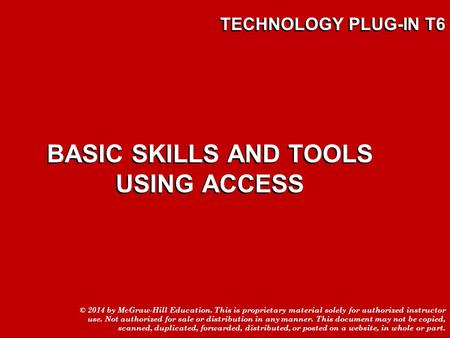 BASIC SKILLS AND TOOLS USING ACCESS