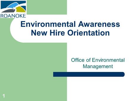 Environmental Awareness New Hire Orientation