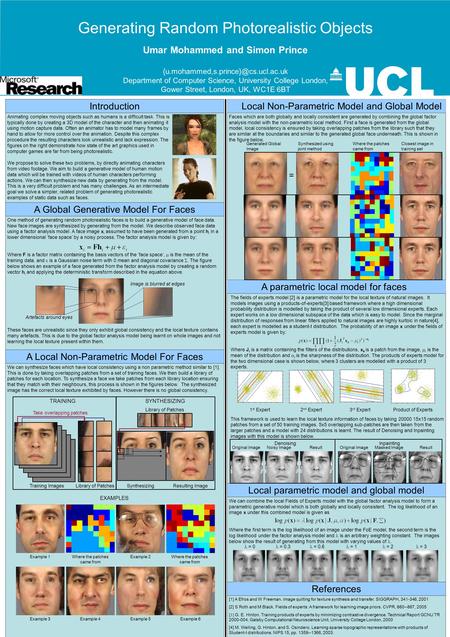 Example 1 Generating Random Photorealistic Objects Umar Mohammed and Simon Prince Department of Computer Science, University.