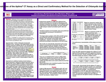 John Harrison, Michelle Garassi, Sara Wierzbicki, William LeBar Hospital Consolidated Laboratories-Providence Hospital, Southfield, MI, Evaluation of the.