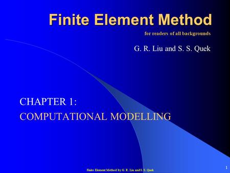 CHAPTER 1: COMPUTATIONAL MODELLING