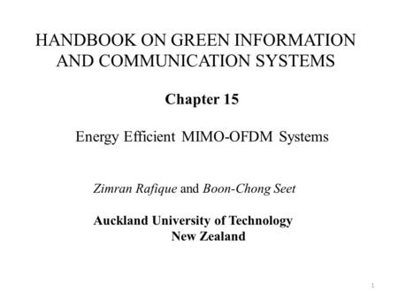 HANDBOOK ON GREEN INFORMATION AND COMMUNICATION SYSTEMS