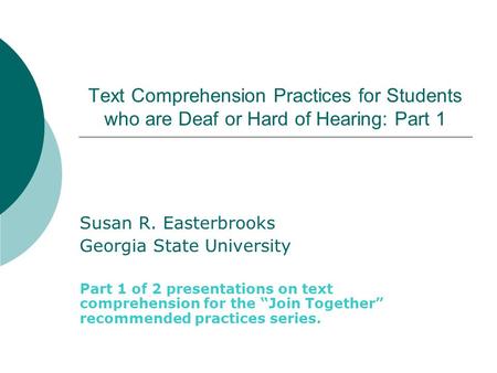 Susan R. Easterbrooks Georgia State University