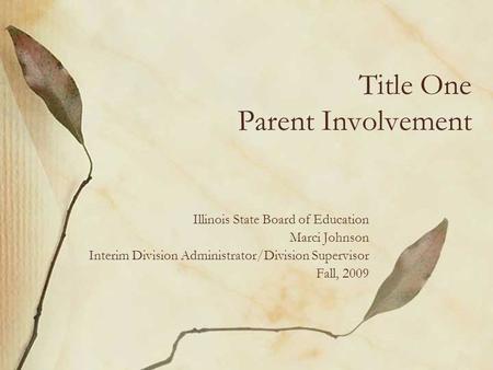 Title One Parent Involvement