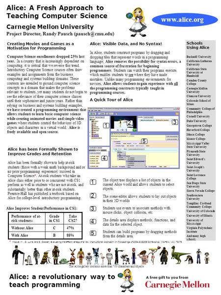 Alice: A Fresh Approach to Teaching Computer Science