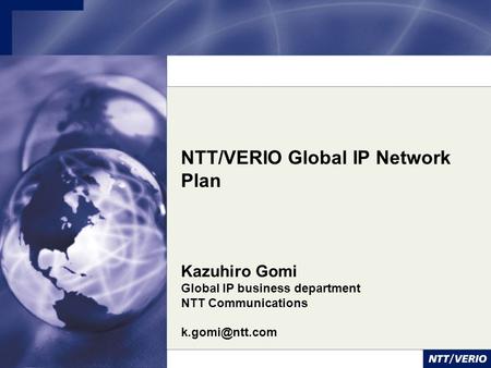 NTT/VERIO Global IP Network Plan