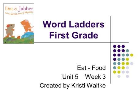 Word Ladders First Grade Eat - Food Unit 5 Week 3 Created by Kristi Waltke.