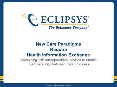 New Care Paradigms Require Health Information Exchange Combining IHE interoperability profiles to enable interoperability between care providers.