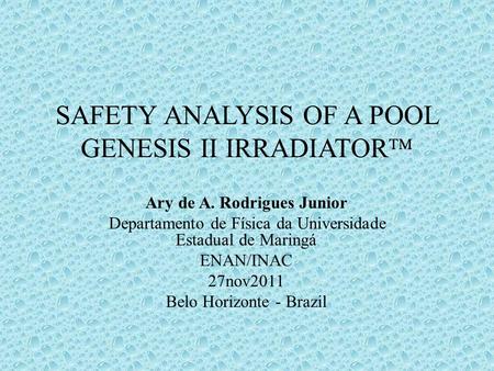 Safety analYsIs of a pool Genesis II irradiator