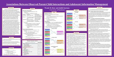 Associations Between Observed Parent-Child Interactions and Adolescent Information Management Wendy M. Roteand Judith Smetana University of Rochester Information.