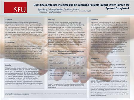 POSTER TEMPLATE BY: www.PosterPresentations.com Abstract In this longitudinal study of 185 spouses of persons with dementia, we examined whether use of.