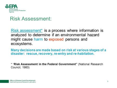 Office of Research and Development National Exposure Research Laboratory Photo image area measures 2 H x 6.93 W and can be masked by a collage strip of.