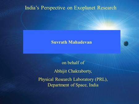 India’s Perspective on Exoplanet Research