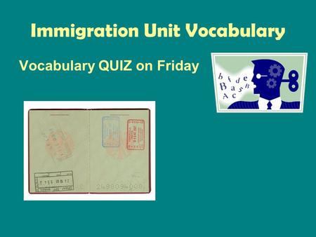 Immigration Unit Vocabulary