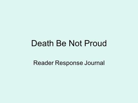 Reader Response Journal