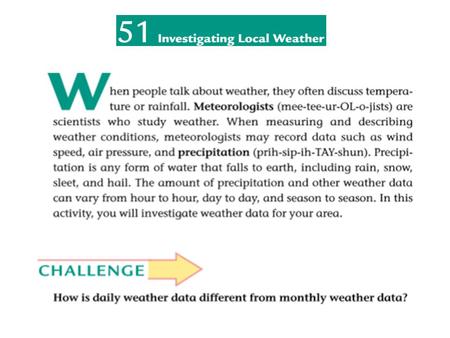 Unit of Measurement Day 1 9/23/2013 Day 2 9/24/2013 Day 3 9/25/2013 Day 4 9/26/2013 Day 5 9/27/2013 MeanMedianMode Max Temperature Precipitation Air.