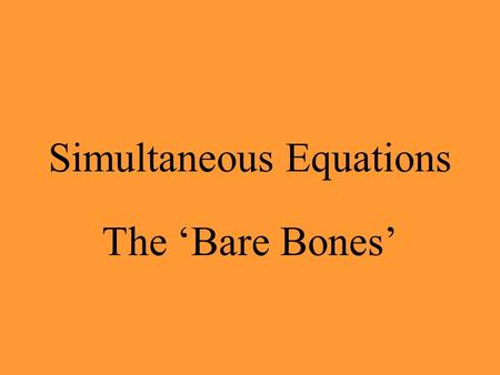 Simultaneous Equations