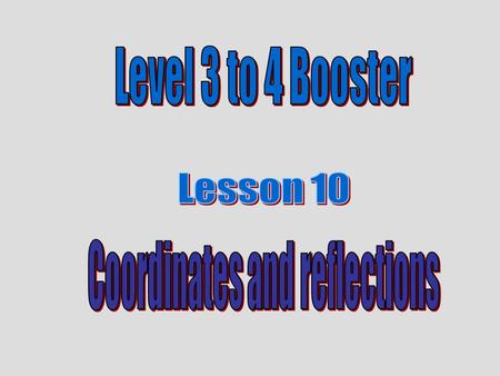 Objectives: Find co-ordinates of points determined by geometric information. Understand and use the language and notation of reflections. Recognise.