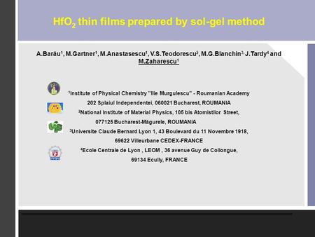 HfO2 thin films prepared by sol-gel method