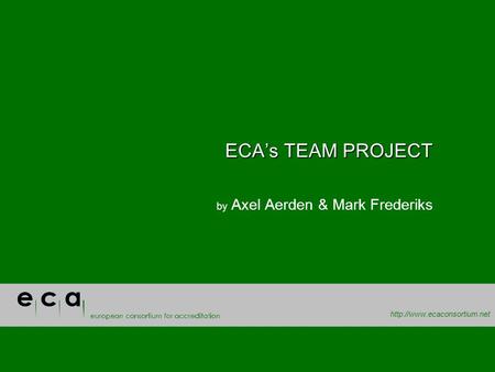 ECAs TEAM PROJECT by Axel Aerden & Mark Frederiks.