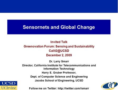 Sensornets and Global Change