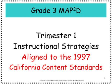 Instructional Strategies Aligned to the 1997