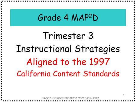 Instructional Strategies Aligned to the 1997