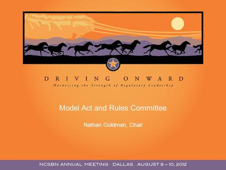 Model Act and Rules Committee Nathan Goldman, Chair.