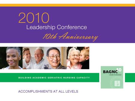 ACCOMPLISHMENTS AT ALL LEVELS. BAGNC Geriatric Nursing Faculty Leadership Collaboration Dissemination COORDINATING CENTER Collaboration.