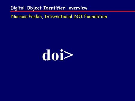 doi> Digital Object Identifier: overview