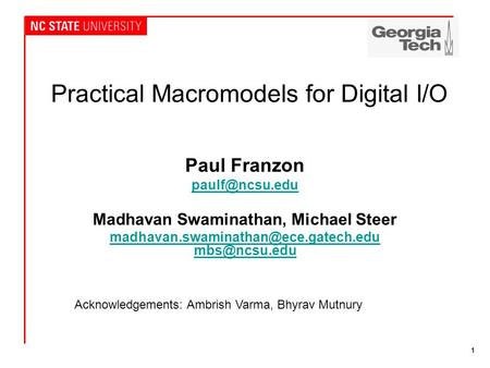 Practical Macromodels for Digital I/O