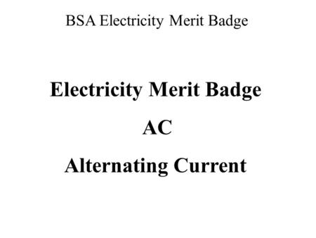 Electricity Merit Badge