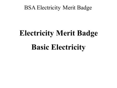 Electricity Merit Badge