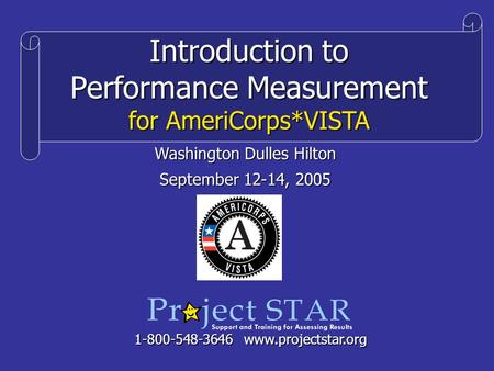 Introduction to Performance Measurement for AmeriCorps*VISTA