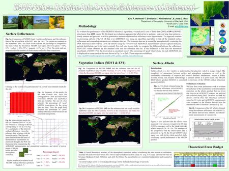 Eric F. Vermote 1,2, Svetlana Y. Kotchenova 1, & Jose G. Roa 1 1 Department of Geography, University of Maryland, USA; 2 NASA/GSFC Code 614.5