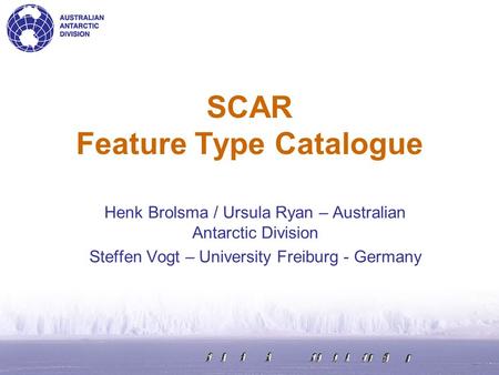 SCAR Feature Type Catalogue