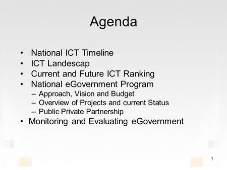 3 rd Meeting of Working Group 2 March 13 th, 2007 Bilal M. Husain Director of eServices Projects Saudi eGovernment Program (Yesser)