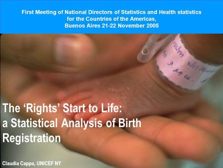 First Meeting of National Directors of Statistics and Health statistics for the Countries of the Americas, Buenos Aires 21-22 November 2005 The Rights.