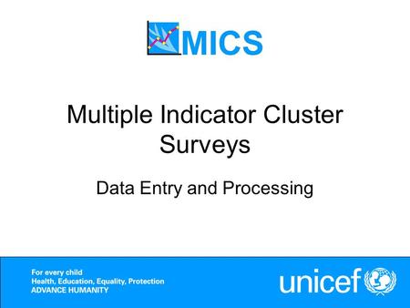 Multiple Indicator Cluster Surveys Data Entry and Processing.