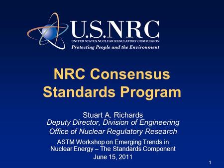 NRC Consensus Standards Program