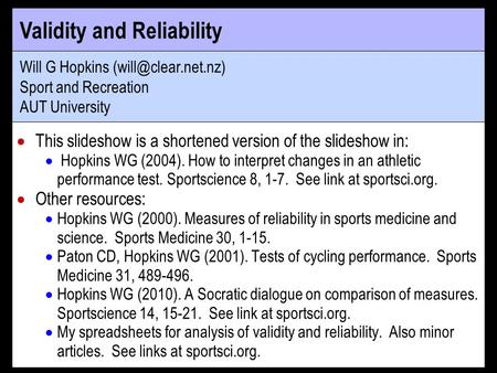 Validity and Reliability