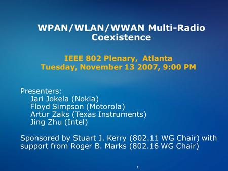 WPAN/WLAN/WWAN Multi-Radio Coexistence