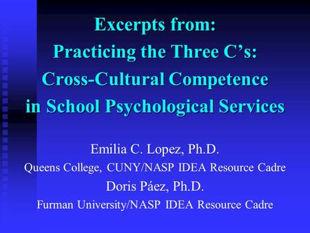 Practicing the Three C’s: Cross-Cultural Competence