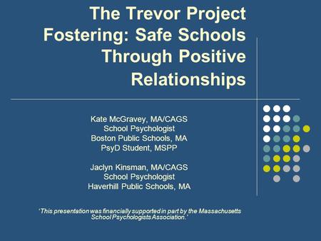 Kate McGravey, MA/CAGS School Psychologist Boston Public Schools, MA