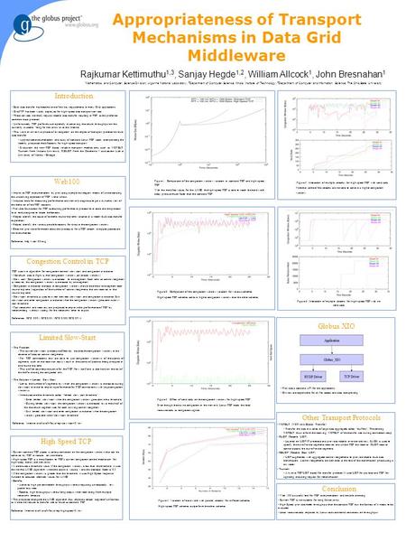 Appropriateness of Transport Mechanisms in Data Grid Middleware Rajkumar Kettimuthu 1,3, Sanjay Hegde 1,2, William Allcock 1, John Bresnahan 1 1 Mathematics.