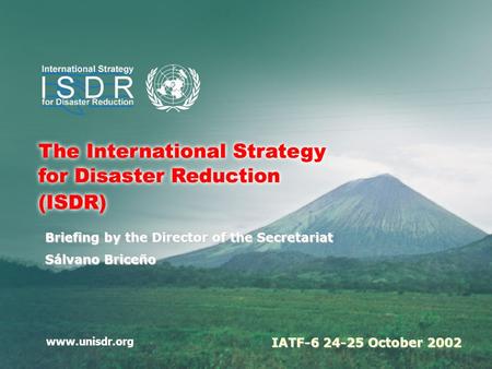 Www.unisdr.org Briefing by the Director of the Secretariat Sálvano Briceño IATF-6 24-25 October 2002.